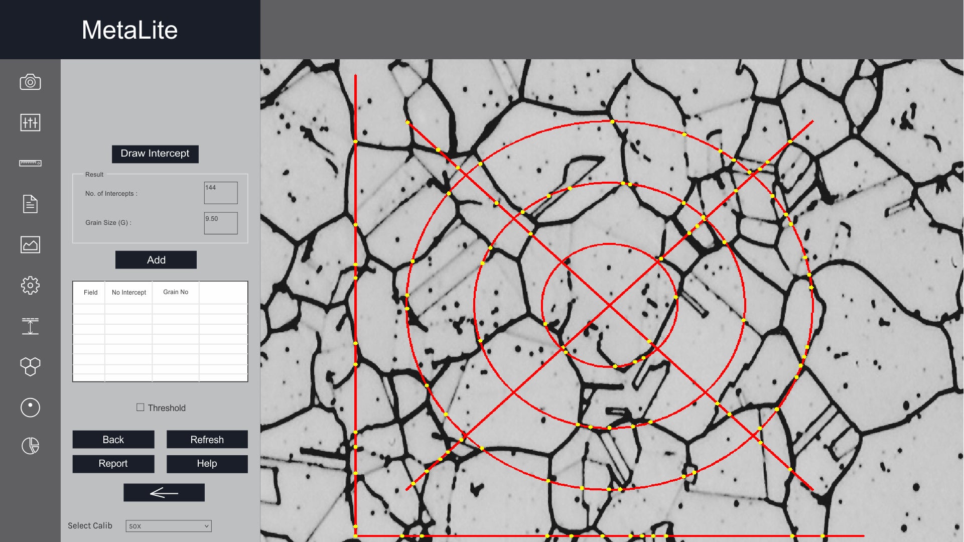 Metallurgical Grain Size measurement Software - MetaLite