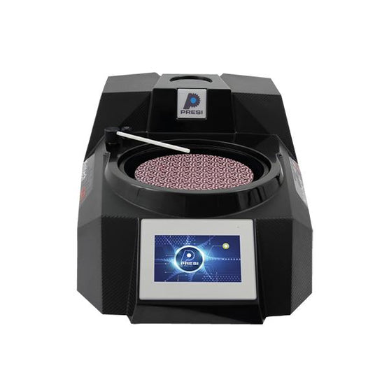 Presi Minitech 250 SP1 single manual grinder/polisher front angle