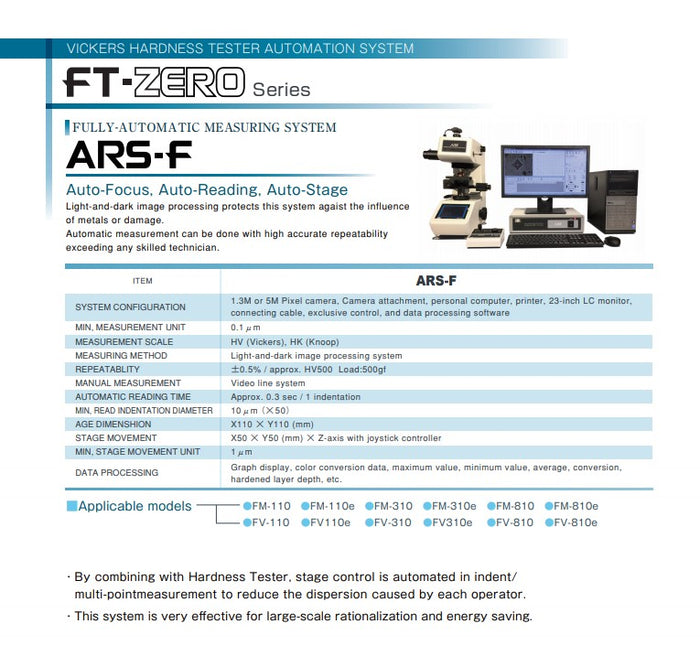 Future Tech FM-ARS-F Automatic Micro Hardness Tester – Spectrographic Ltd